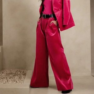 Petite Veluro Relaxed Velvet Pant Bright Berry New With Tabs